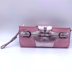 Auth Preloved Jimmy Choo Pink Satin Evening Wristlet Bag. Very Good Condition.